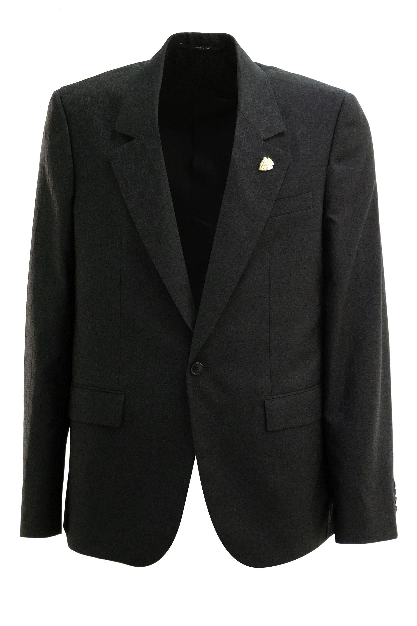 Giacca Monopetto in Lana GG<BR/> 864110 ZAUP1 1000 GUCCI 