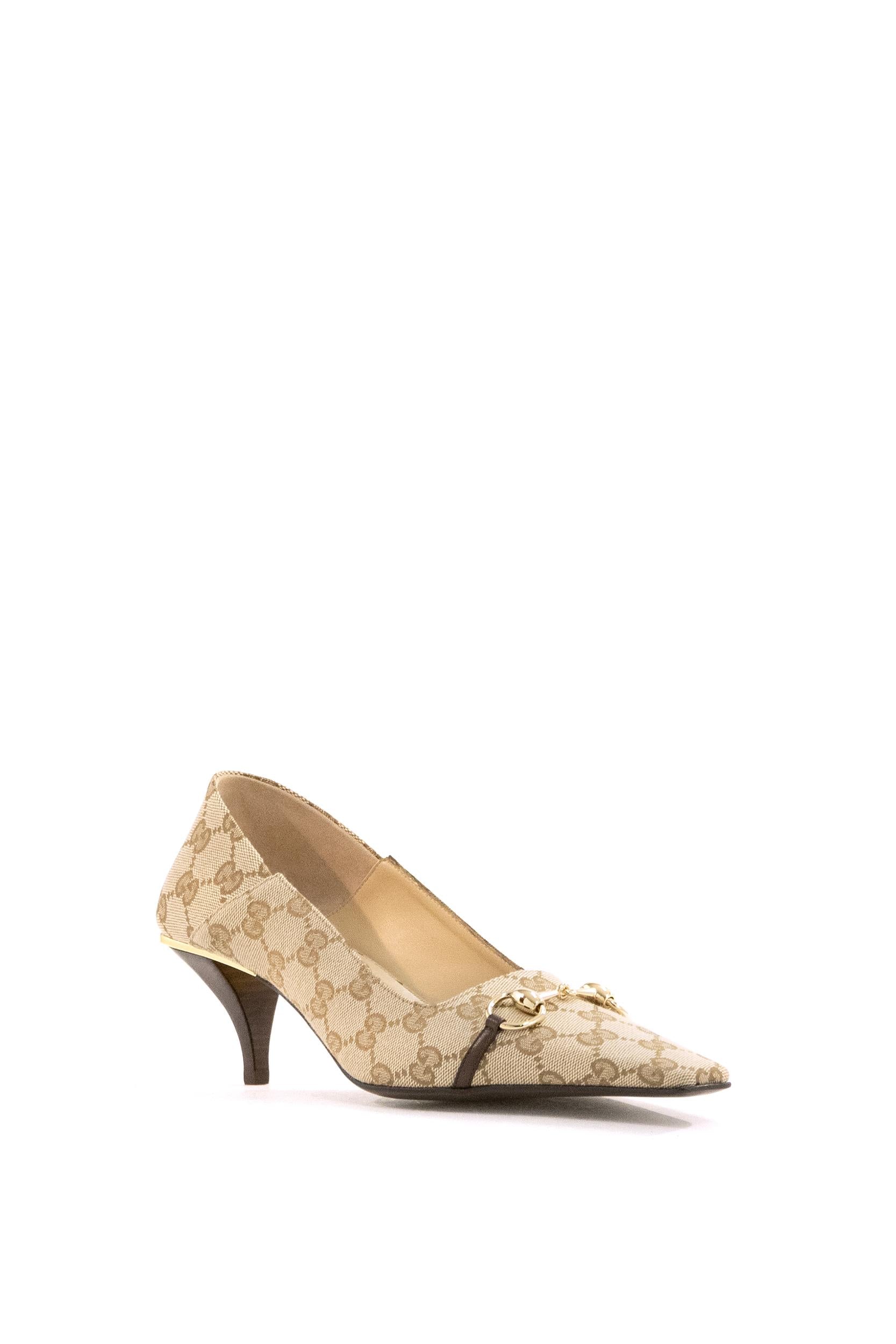 Décolleté Vittoria in tessuto GG color sabbia e marrone scuro<BR/> 865515 FAFZD 9167 GUCCI 