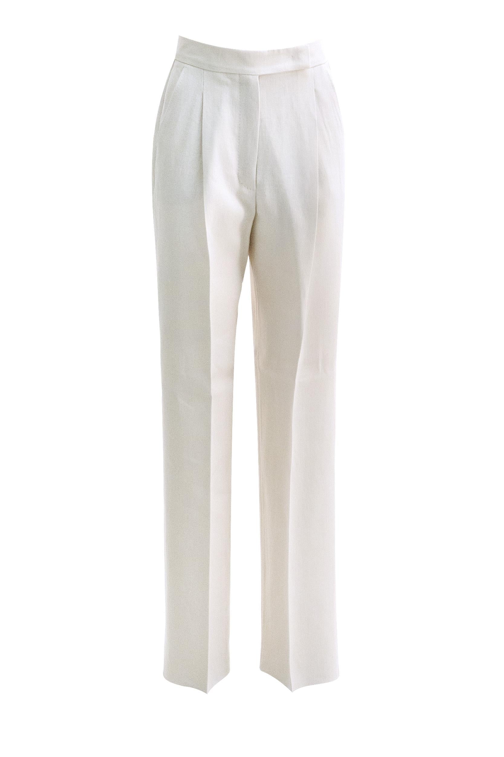 Pantaloni in canapa color avorio<BR/> MXMABATE 001 MAX MARA 