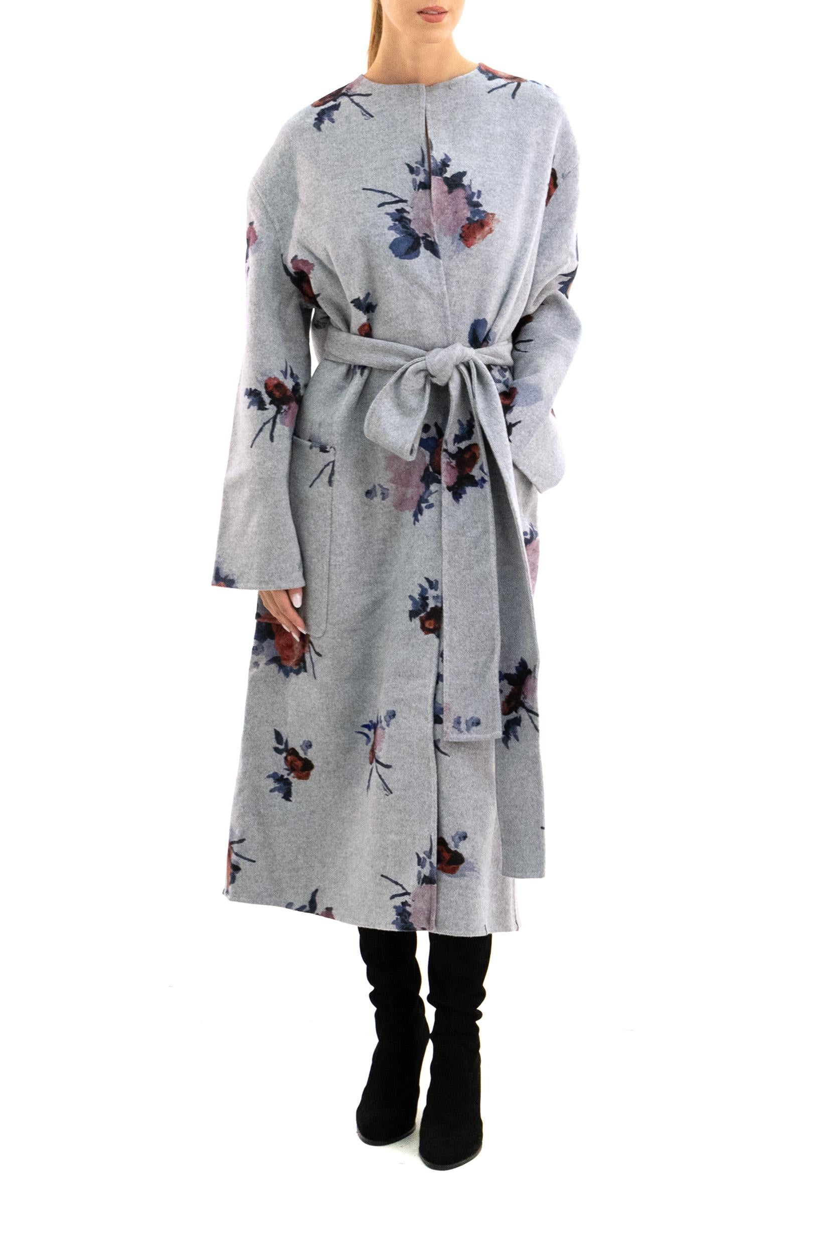 ERDEM Cappotto lana grigio<BR/> 80051003 PAINTED ROSE GREY ERDEM 