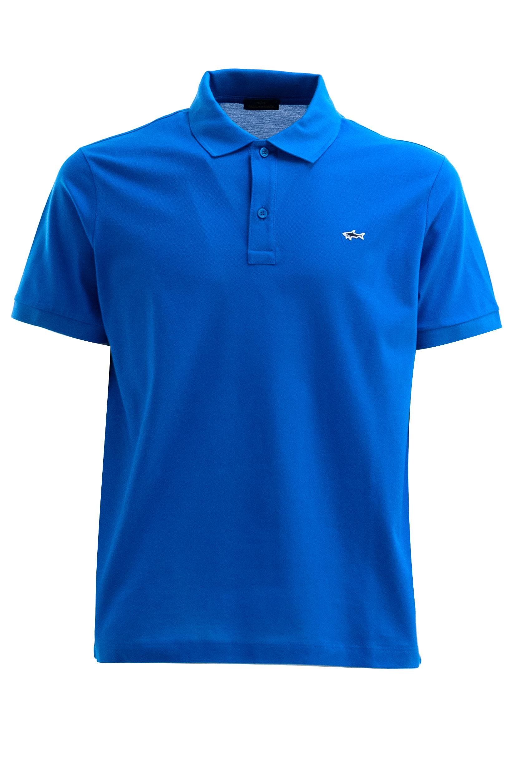 Polo in piqué di cotone di colore azzurro<BR/> 99311001 049 PAUL & SHARK 
