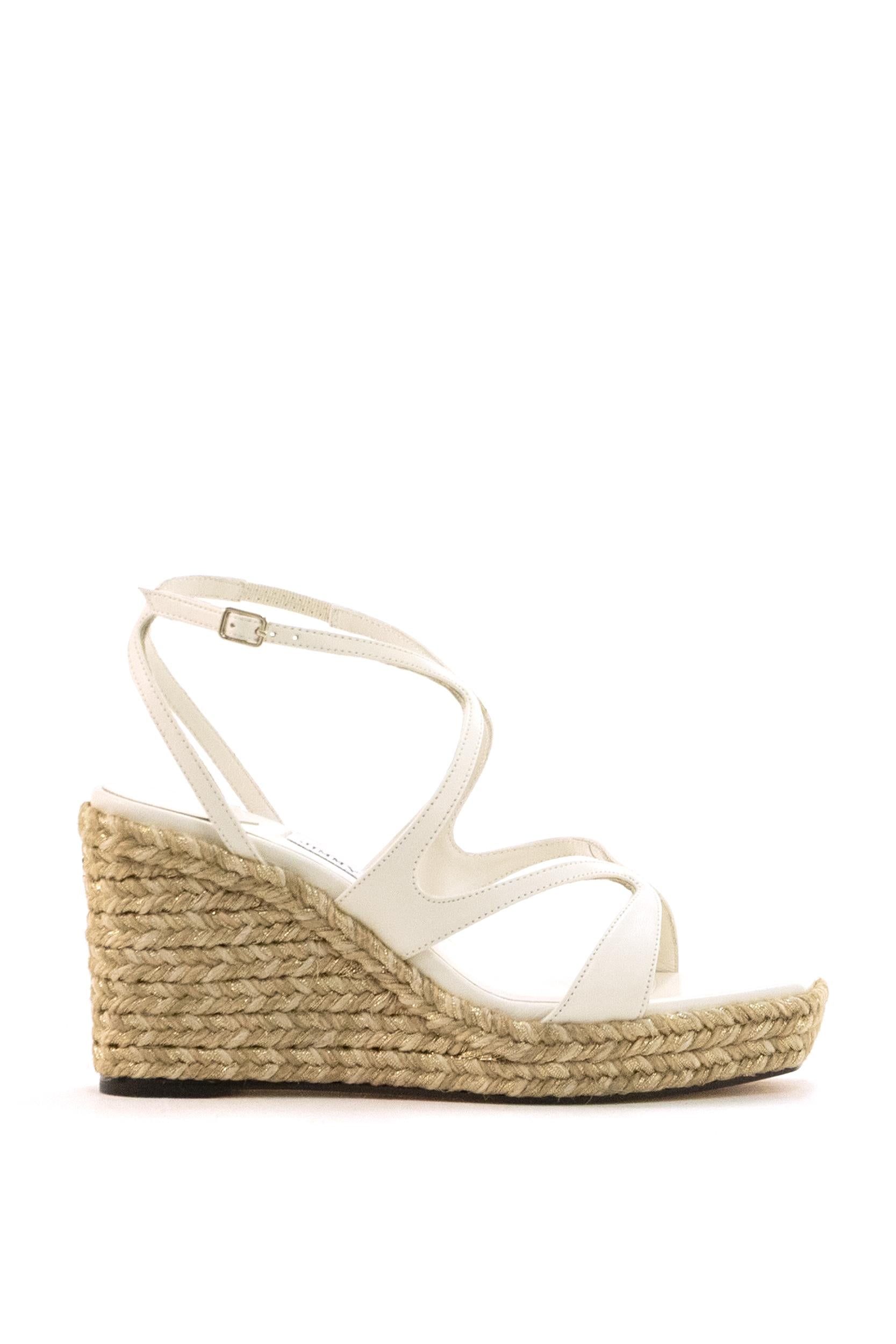 Sandali Ayla in Pelle con Zeppa<BR/> AYLA 85 IHP LATTE JIMMY CHOO 