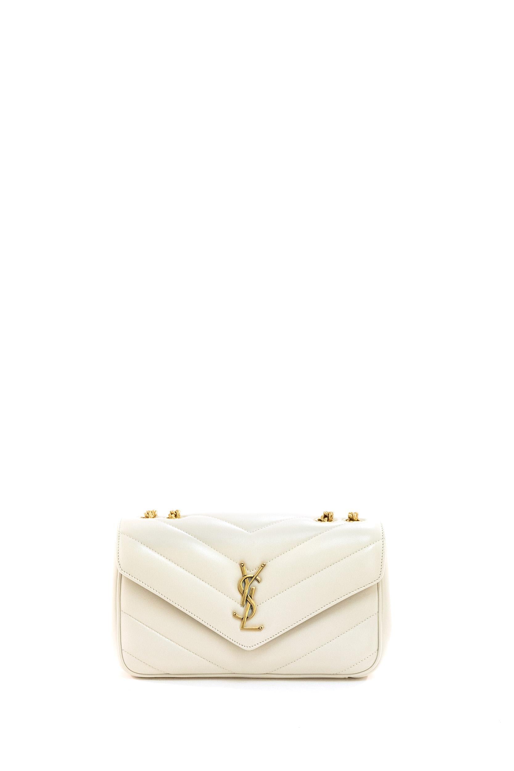 Borsa Loulou Small in nappa matelassè color bianco 801437 AAEAX 9207 SAINT LAURENT 